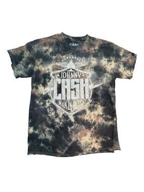 Johnny Cash Tie-Dye Graphic Tee - Size: Large Man in Black